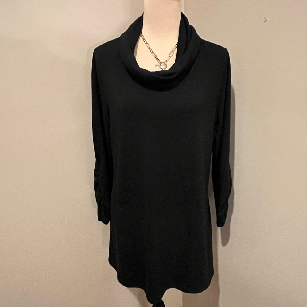Multiples Black Cowl Neck Tunic Top, size Large